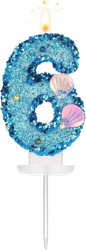 Miniatura 9 de Vela de número de cumpleaños de 3 pulgadas, con purpurina para decoración de pastel, lentejuelas y números de pastel para cumpleaños, boda