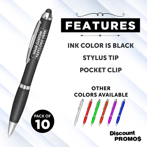 Miniatura 2 de DISCOUNT PROMOS - Juego de 10 lápices ópticos personalizados, de plástico con tinta negra, ideal para oficina, negocios, ferias comerciales