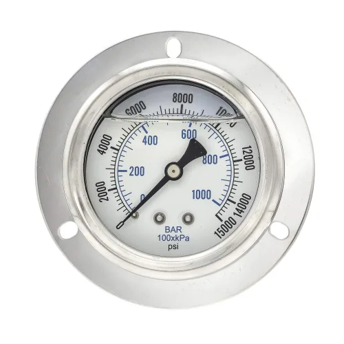 Miniatura 13 de PIC Gauges 204L-404F Manómetro de presión relleno de glicerina con brida frontal con carcasa SS/bisel, internos de latón, lente de PC, esfera de 4