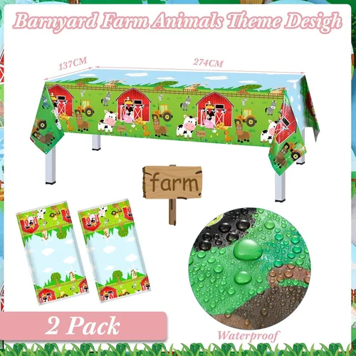 Miniatura 3 de Pajean 171 Piezas Decoraciones de Cumpleaños de Granja Suministros para Fiesta Temática de Animales de Feliz Cumpleaños para 24 Invitados Platos
