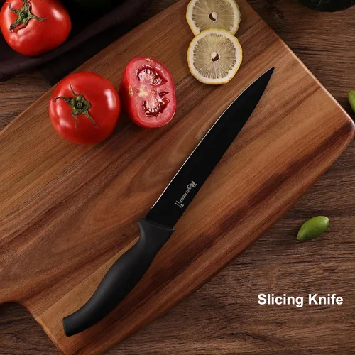 Miniatura 4 de ROMANTICIST Juego de cuchillos de cocina, juego de 10 piezas de cuchillos de acero inoxidable de alto carbono con bloque, juego de cuchillos negros