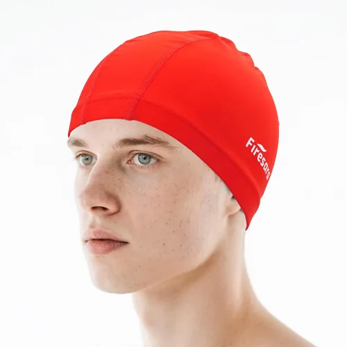 Miniatura 10 de Gorro de natación de tela Firesara, gorro de baño de alta elasticidad mantiene el cabello limpio y transpirable, se ajusta tanto al cabello largo