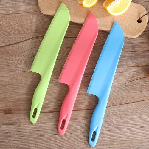 Miniatura 7 de jawbush Cuchillo de lechuga profesional para evitar que se torne marrón, cuchillos dentados de plástico de 11 pulgadas para verduras, frutas, 3