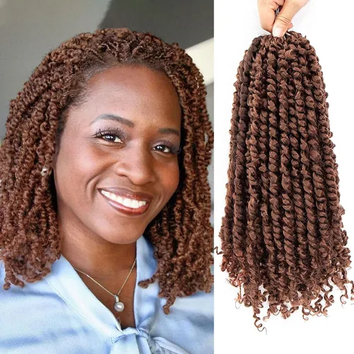 Miniatura 12 de Fulcrum Pelo de ganchillo Passion Twist de 8 pulgadas, 9 paquetes de cabello pretrenzado y prerrizado para mujeres negras (8 pulgadas