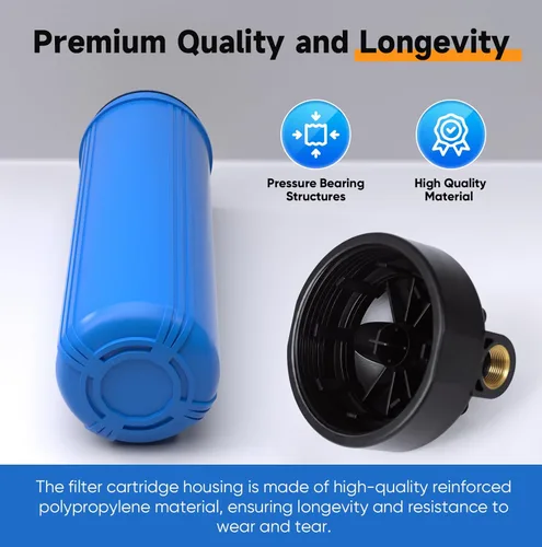 Miniatura 3 de PUREPLUS Filtro de agua de 3 etapas para toda la casa de 20 pulgadas, sistema de filtración para el hogar Sedimentos, carbón activado granular