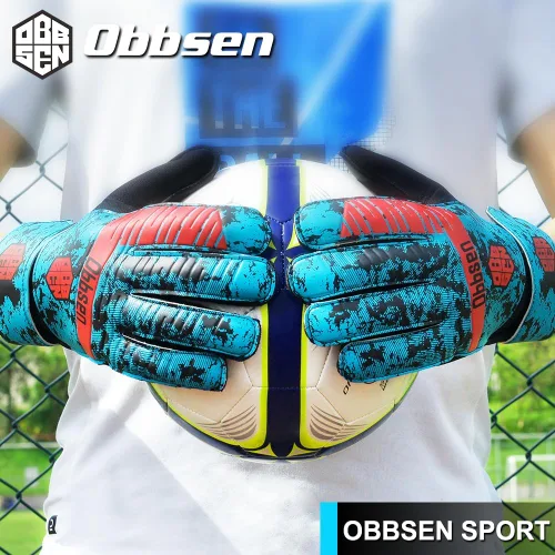Miniatura 3 de Guantes de portero de fútbol para niños, jóvenes y adultos, guantes de portero de fútbol de agarre fuerte con protección para los dedos, Azul /Rojo