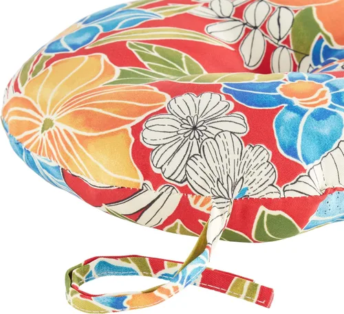 Miniatura 3 de South Pine Porch Juego de 4 cojines redondos para silla bistró de 15 pulgadas, diseño floral rojo Aloha