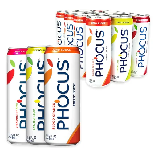 Miniatura 12 de Phocus Energy Boost, manzana crujiente Sin azúcar 75 mg de cafeína + L-teanina 0 calorías Sabores naturales y edulcorantes 11.5 onzas