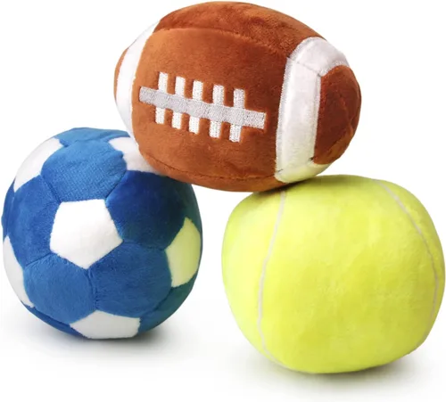 Miniatura 6 de Pelotas interactivas para perros, paquete de 2 pelotas de felpa chirriantes para perros, pelota de tenis, rugby para perros, pelota de juguete