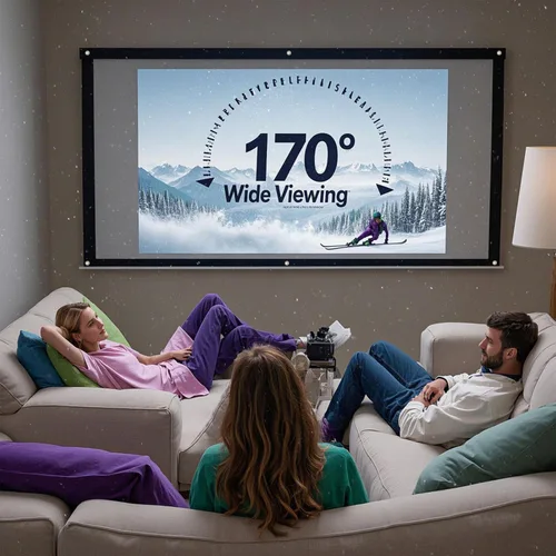 Miniatura 5 de Pantalla de proyector plegable de 100 pulgadas para pared, pantalla de proyector portátil colgante para exteriores e interiores, pantalla blanca