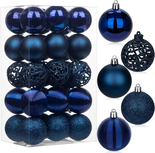 Miniatura 10 de 30 piezas de adornos de bola de árbol de Navidad irrompibles negros para decoración navideña