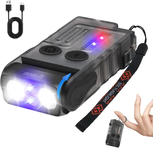 Miniatura 12 de BORUIT V20 - Linterna pequeña y potente con cabeza giratoria de 180°, súper brillante con luz lateral de mazorca, linternas recargables USB C