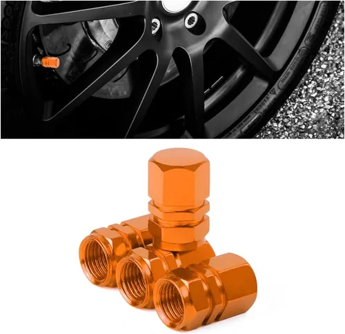 Miniatura 20 de Osilly Tapones de válvula de vástago de neumático de automóvil, 4 piezas de cubiertas de vástago de válvula de aleación de aluminio, resistentes a