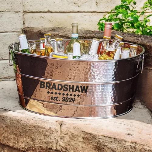 Miniatura 5 de BREKX Aspen - Bañera personalizada de metal para fiestas de acero inoxidable para hielo y bebidas, enfriador de bebidas para bodas, aniversarios