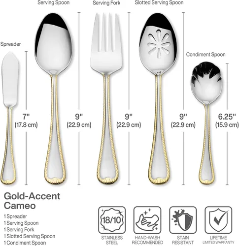 Miniatura 5 de Mikasa Cameo Gold - Juego de cubiertos de 65 piezas, servicio para 12