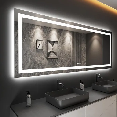Miniatura 52 de LOAAO Espejo de Baño LED de 40"X32" con Luces, Antivaho, Regulable, Retroiluminación RGB + Iluminación Frontal, Espejo de Tocador de Baño