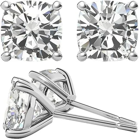 IGI Aretes de diamantes creados en laboratorio de Martini de 1.0-6.0 quilates con 4 puntas en oro rosa amarillo blanco de 14 quilates para mujer