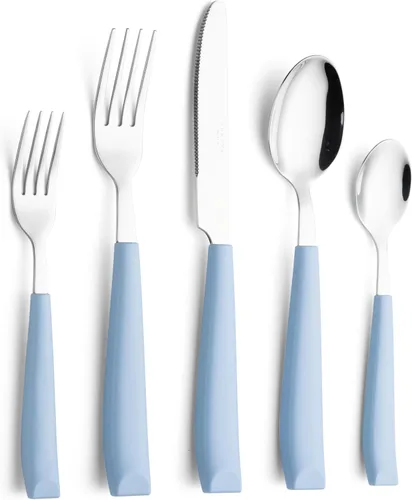 Miniatura 14 de Annova WF232 - Juego de cubiertos de acero inoxidable con asas de colores cómodos de sostener, 4 tenedores de cena, 4 cuchillos, 4 cucharas de cena