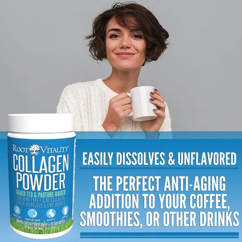 Miniatura 7 de Root Vitality Colágeno en polvo, péptidos de colágeno, alimentado con pasto, proteína de colágeno de alta calidad, criado en pastos, se disuelve