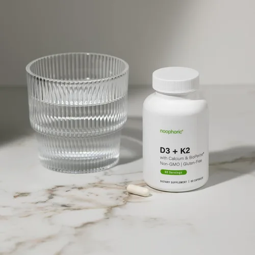 Miniatura 7 de Noophoric Vitamina D3 K2 5000 UI, D3 con K2 MK7, cápsulas de vitamina D3 K2 con calcio y bioperina, sin OMG, sin gluten, sin soja, 60 cápsulas