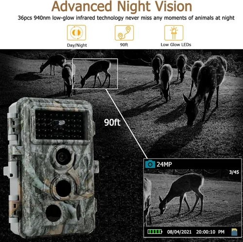 Miniatura 3 de Paquete de 3 cámaras Trail de 64MP 1296P con visión nocturna sin brillo y detección de movimiento, gran angular de 120°, tiempo de disparo de 0.1s