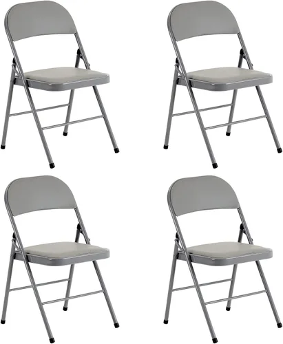 Miniatura 18 de Paquete de 4 sillas plegables negras con cojín acolchado y respaldo para interiores y exteriores, silla plegable comercial apilable portátil