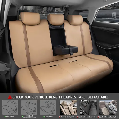 Miniatura 6 de CARPASS - Juego completo de fundas de cuero para asientos de auto, lujosas fundas de PU para automóvil, fundas impermeables para asientos de auto