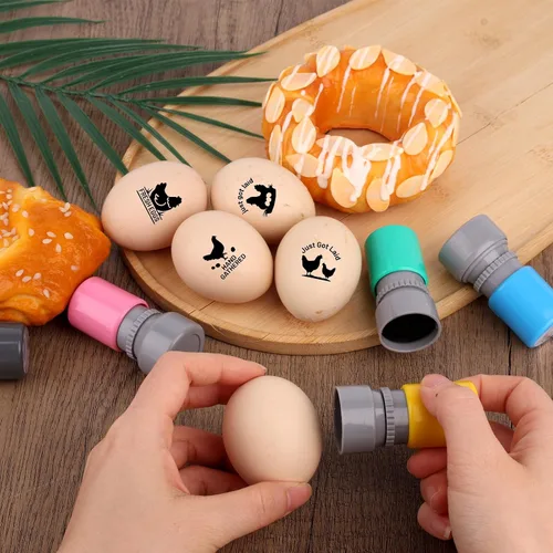Miniatura 3 de 5 sellos de huevos frescos, 5 patrones de plástico para huevos de Pascua para el hogar, granja, gallinero, suministros de granja