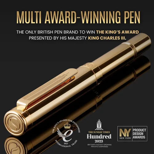 Miniatura 2 de Scriveiner Bolígrafo de punta redonda de oro pesado, galardonado bolígrafo de bolsillo de lujo con acabado chapado en oro, repuesto alemán Schmidt