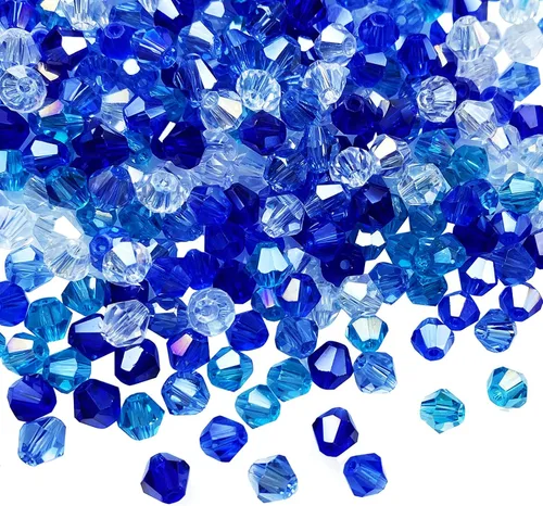 Miniatura 14 de 1000 cuentas de cristal bicono de 0.157 pulgadas mezcla de cristal AB azul a granel cuentas facetadas para collares, pulseras, aretes, manualidades