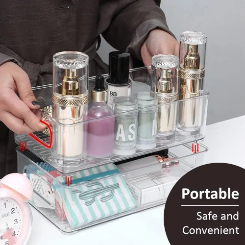 Miniatura 2 de Organizador de escritorio, combinación de cestas acrílicas de almacenamiento de gran capacidad, cosméticos, periféricos de manualidades, papelería