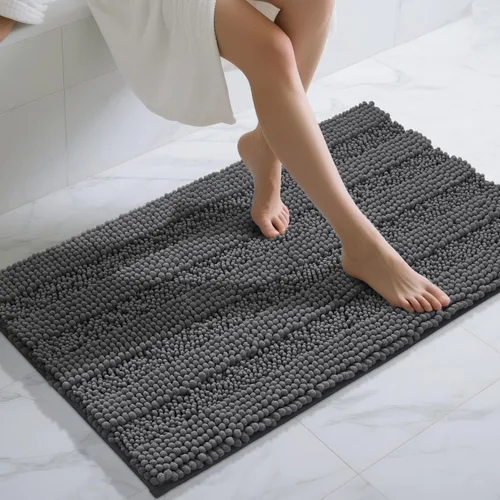 Miniatura 31 de Yimobra Alfombras lavables para baño, alfombra de baño de chenilla súper suave y absorbente para piso y alfombra, alfombra antideslizante de secado