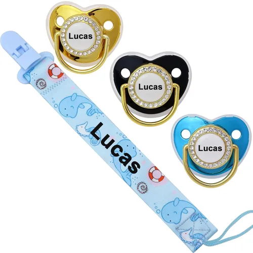 4 unidades, chupete personalizado con nombre, clip para chupete personalizado, regalo de bebé para niños y niñas recién nacidos, accesorio de bebé