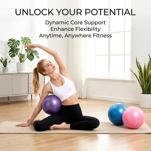 Miniatura 3 de RAINFLOW Pelota de ejercicio pequeña de 3 piezas, pelota de pilates de 9 pulgadas, pelota de yoga pequeña para estabilidad, terapia física, fitness