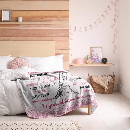 Miniatura 5 de Regalos para niñas de 14 años, regalos para niñas de 14 años, manta de cumpleaños de 40 x 50 pulgadas, decoración de cumpleaños 14, manta suave