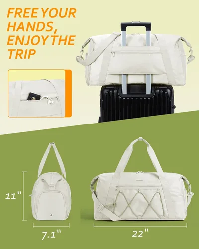 Miniatura 6 de BAGSMART - Bolsa de gimnasio para hombres y mujeres, bolsa de viaje deportiva con compartimento para zapatos y bolsillo húmedo, bolsa de lona