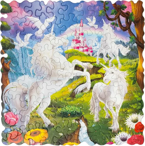 Paquete de 2 rompecabezas de unicornio, 180 piezas de rompecabezas de formas únicas, sin bordes rectos ni esquinas, colorido, regalo para niños y