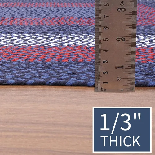 Miniatura 12 de Super Area Rugs Alfombra trenzada azul de 7 x 9 pulgadas, alfombra tejida ovalada para sala de estar, alfombra trenzada de granja, alfombra