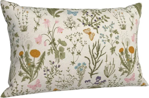 Miniatura 5 de AEIOAE Fundas de Almohada de Primavera 12x20 Pulgadas Juego de 2, Fundas de Almohadas Decorativas de Flores Silvestres y Plantas Verde Salvia