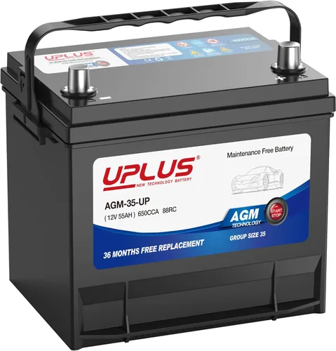 Miniatura 10 de UPLUS BCI Group 47 - Batería de coche AGM-L60-UP sin mantenimiento, 12 V 60 Ah AGM, batería automotriz H5 L2, 660CCA, 105RC, 375LN2-MF