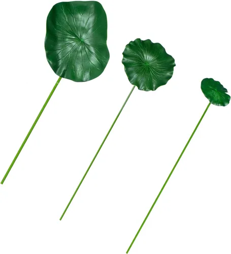Miniatura 7 de Yardwe 1 juego de hoja de loto simulada con varilla, almohadilla de lirio flotante artificial, adorno de hojas falsas, tallos para flores