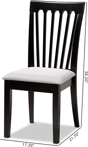 Miniatura 3 de Baxton Studio Minette - Juego de sillas de comedor de 2 piezas, tela gris tapizada con madera con acabado marrón expreso Gris/Café Espresso