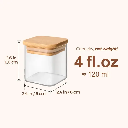 Miniatura 5 de ComSaf 12 piezas de tarros de especias de vidrio con tapa de bambú, tarros de especias cuadrados herméticos de vidrio de 4 onzas con 275 etiquetas
