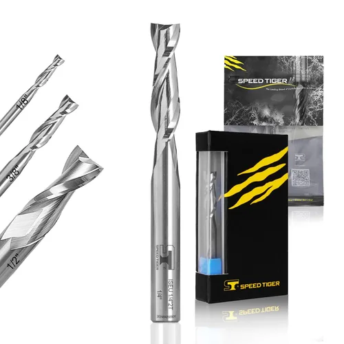 SPEED TIGER Brocas de enrutador en espiral de carburo cortadas – ISEU1/4 pulgadas de diámetro, 1 pulgada de longitud de corte, 2-1/2 pulgadas OVL (1