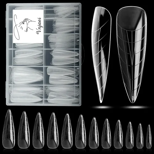 Miniatura 10 de 120 piezas de gel de extensión de polietileno con formas de uñas dobles con constructor de escamas para uñas de gel de manicura, diseño artístico