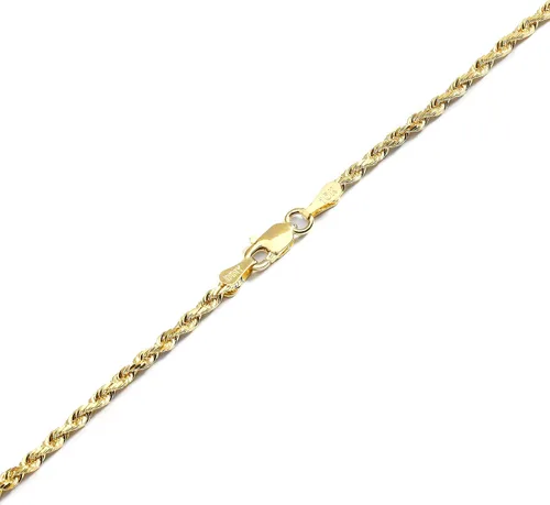 Miniatura 2 de Floreo 10k Fine Gold 2mm Thin Solid Diamond Cut Rope Chain Bracelet and Anklet