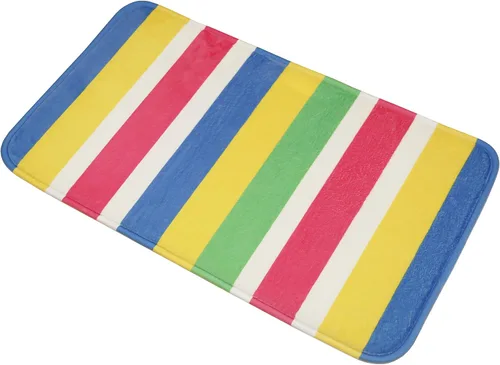 Divertida alfombra de baño de ducha para niños a rayas coloridas (tapete de baño multicolor)