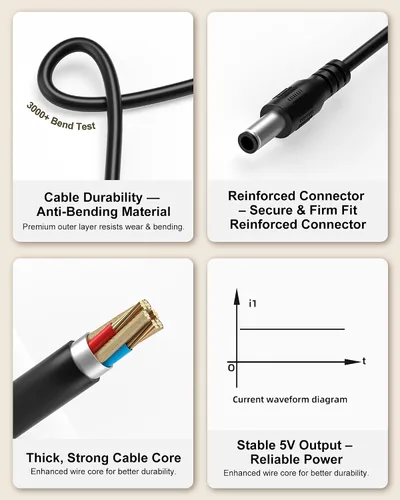Miniatura 5 de VHBW Adaptador de 5 V CA/CC para Victrola Journey Reproductor de discos portátil de maleta VSC-550BT - Compatible con FJ-SW0501500DU - Pieza