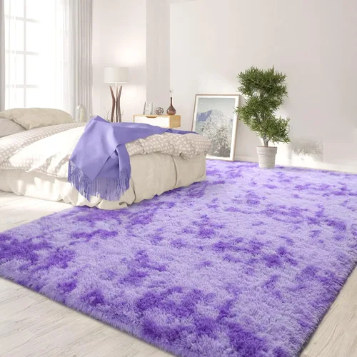 Miniatura 103 de FlyDOIT Alfombras Grandes para Sala de Estar, 5x8 Pies Alfombra Shaggy Teñida con Tie-Dye Gris Oscuro, Alfombras Mullidas Tipo Manta, Alfombras