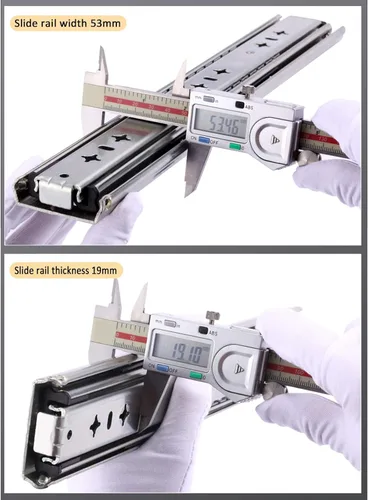 Miniatura 6 de 1 par de deslizadores de cajones industriales resistentes con cierre suave, rodamientos de bolas, extensión completa para cajones de gabinete